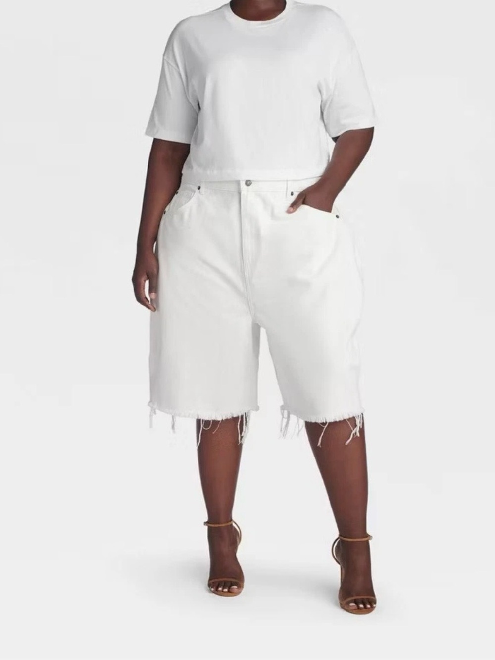 KBB by KAHLANA Women Low-Rise Wide Leg 'The Rachel Shorts' - White Size 17W